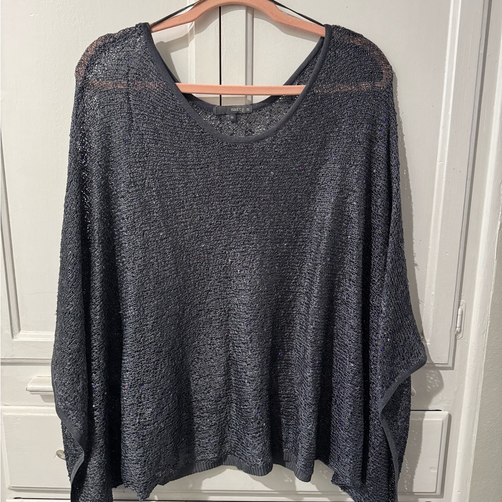 Matty M Sequined Butterfly Blouse Charcoal- Size M